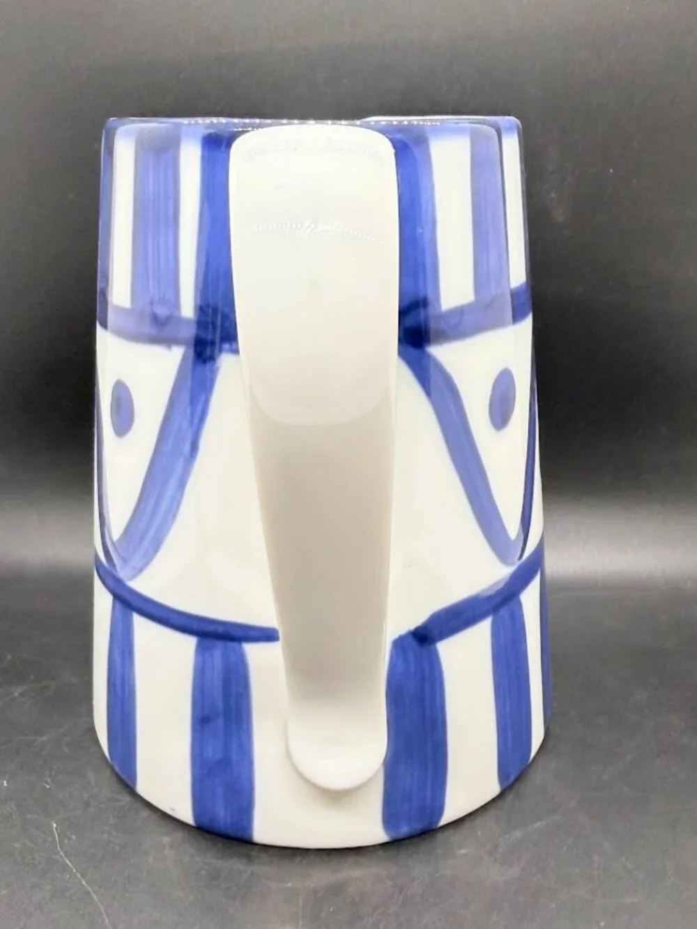 Vintage Dansk Arabesque Pitcher 40oz Abstract Geometric Blue White Japan Mark